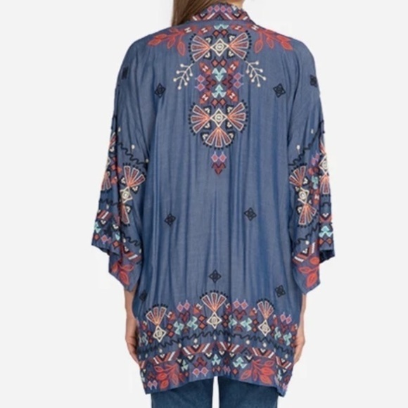 Johnny Was Mareen Heavily Embroidered Chambray Kimono Jacket NWT (Oversized) - Picture 2 of 12